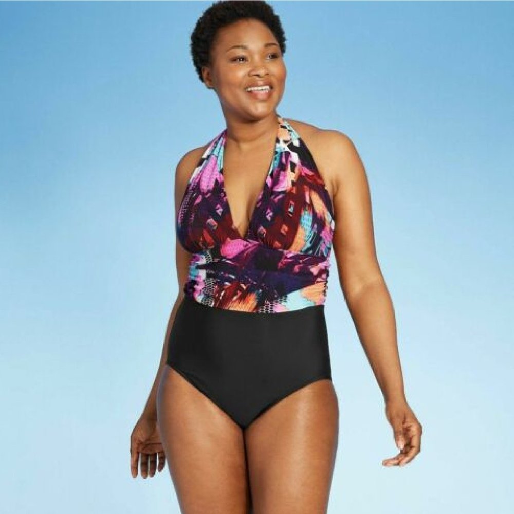 Women's Over Shoulder Gathered Swimsuit - Picture 1 of 3